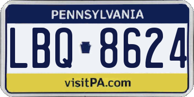 PA license plate LBQ8624