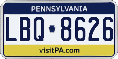 PA license plate LBQ8626