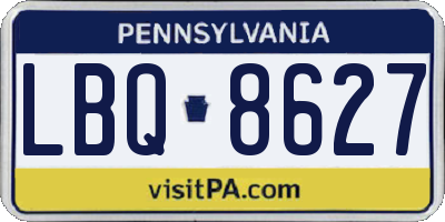 PA license plate LBQ8627