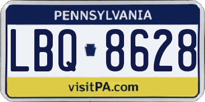 PA license plate LBQ8628
