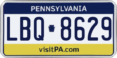 PA license plate LBQ8629
