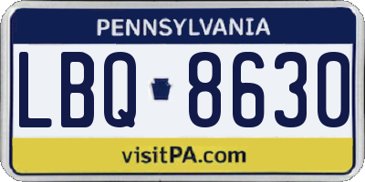 PA license plate LBQ8630