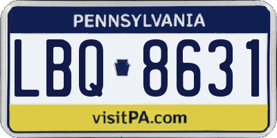 PA license plate LBQ8631