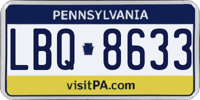 PA license plate LBQ8633