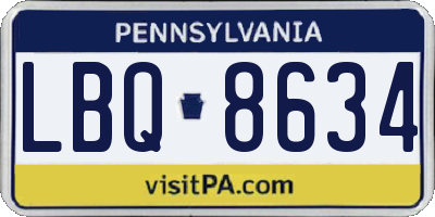 PA license plate LBQ8634