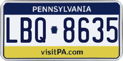 PA license plate LBQ8635