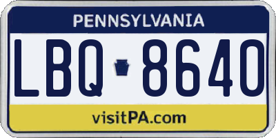 PA license plate LBQ8640