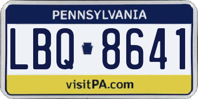 PA license plate LBQ8641