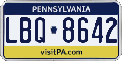 PA license plate LBQ8642