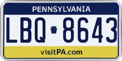 PA license plate LBQ8643