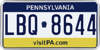 PA license plate LBQ8644