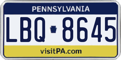 PA license plate LBQ8645
