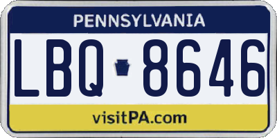 PA license plate LBQ8646