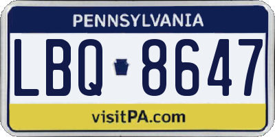 PA license plate LBQ8647
