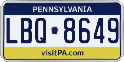 PA license plate LBQ8649