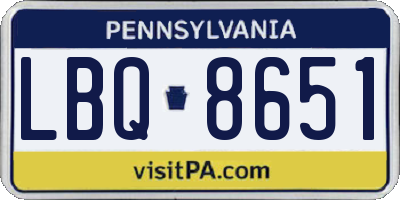 PA license plate LBQ8651