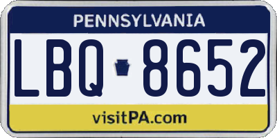 PA license plate LBQ8652