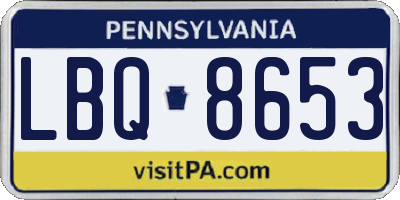 PA license plate LBQ8653