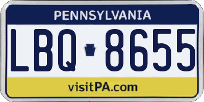 PA license plate LBQ8655