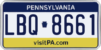 PA license plate LBQ8661