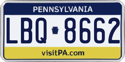 PA license plate LBQ8662