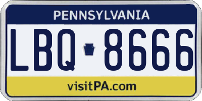 PA license plate LBQ8666