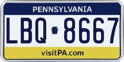 PA license plate LBQ8667