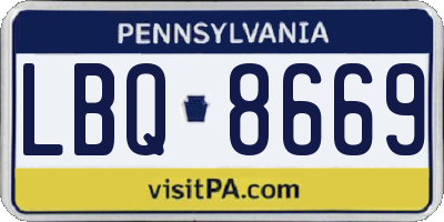 PA license plate LBQ8669