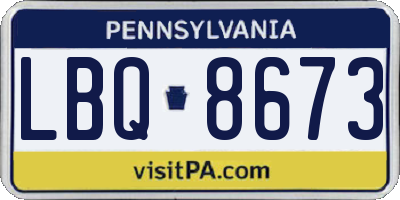 PA license plate LBQ8673
