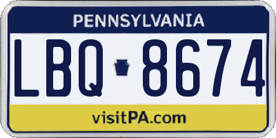 PA license plate LBQ8674