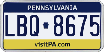 PA license plate LBQ8675