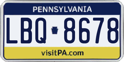 PA license plate LBQ8678