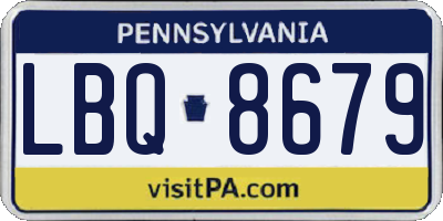 PA license plate LBQ8679