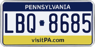 PA license plate LBQ8685