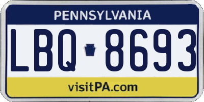 PA license plate LBQ8693