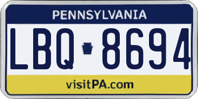 PA license plate LBQ8694