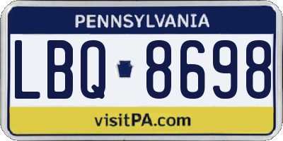 PA license plate LBQ8698