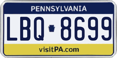 PA license plate LBQ8699