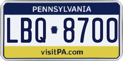 PA license plate LBQ8700