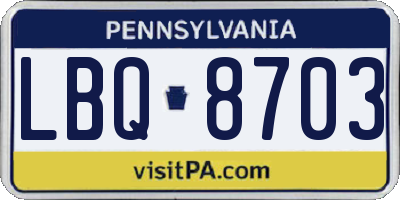 PA license plate LBQ8703