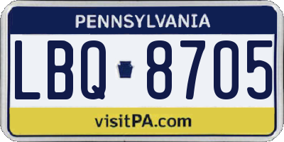 PA license plate LBQ8705