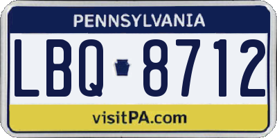 PA license plate LBQ8712