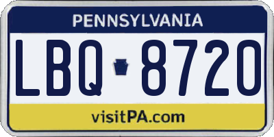 PA license plate LBQ8720
