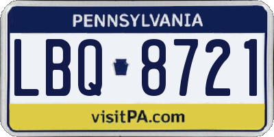 PA license plate LBQ8721