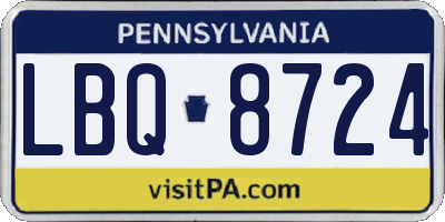 PA license plate LBQ8724