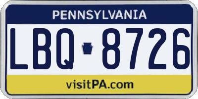 PA license plate LBQ8726