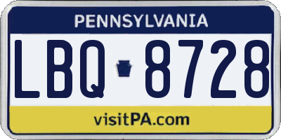 PA license plate LBQ8728