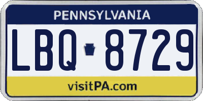 PA license plate LBQ8729