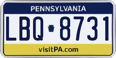 PA license plate LBQ8731