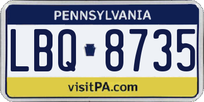 PA license plate LBQ8735